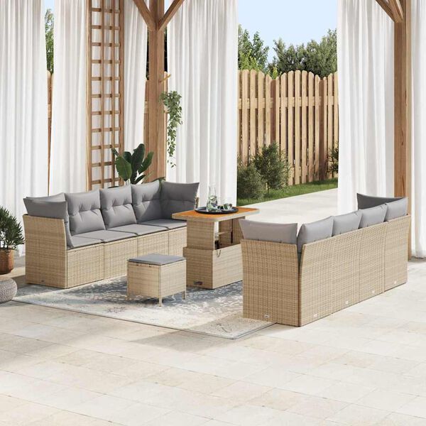 vidaXL Set Divano da Giardino 11 pcs Beige polyrattan