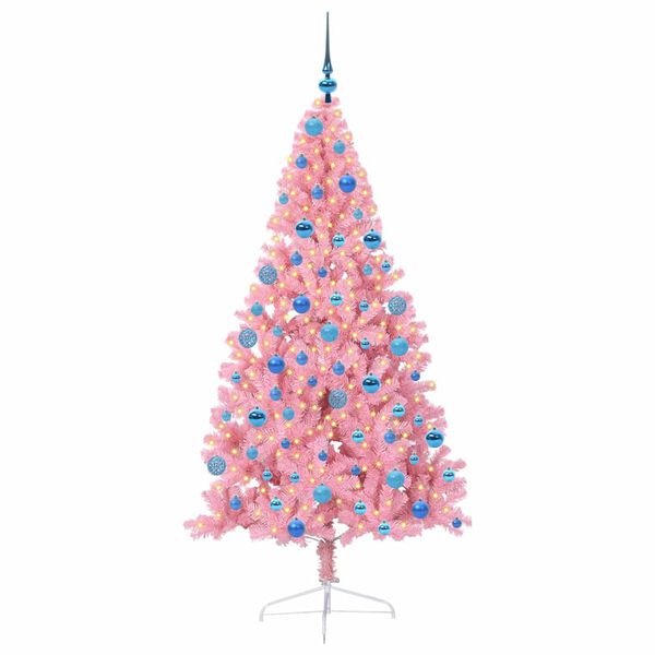 vidaXL Albero di Natale artificiale con luci integrate Rosa 180 cm PVC