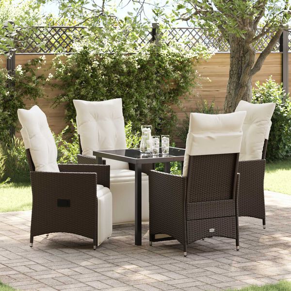 vidaXL Set da Pranzo per Giardino 5 pcs Marrone Poly Rattan