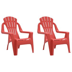 vidaXL Sedie Giardino 2pz Bambini Rosse 37x34x44cm PP Aspetto in Legno