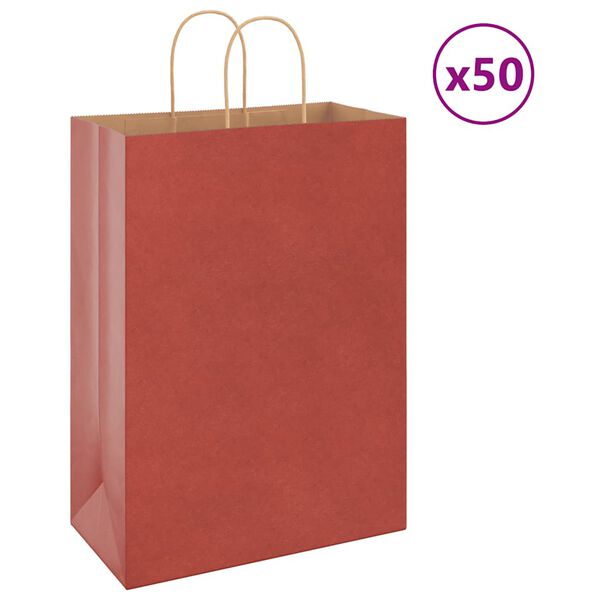 vidaXL Sacchetti di Carta 50 pz con Manici Rossi 32x17x44 cm