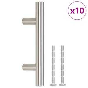 vidaXL Maniglie per Mobili 10pz Argento Interasse fori 64 mm Lunghezza totale 100 mm in Acciaio Inox