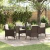 vidaXL Set da Pranzo per Giardino con cuscino 5 pcs Marrone polyrattan
