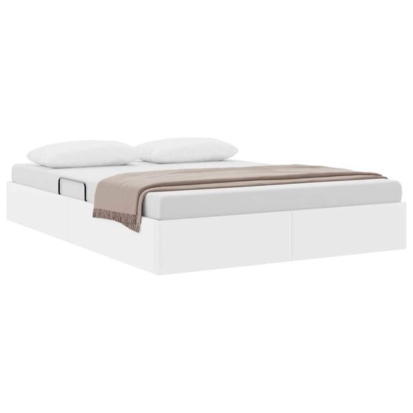 vidaXL Letto con Contenitore Bianco Puro 140 x 190 cm Pelle sintetica