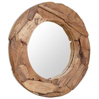 vidaXL Specchio Decorativo in Legno di Teak 80 cm Rotondo