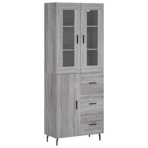 vidaXL Credenza Grigio Sonoma 69,5x34x180 cm in Legno Multistrato