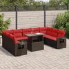 vidaXL Set Divani Giardino 10 pz con Cuscini Polyrattan Marrone Acacia