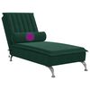 vidaXL Chaise Longue Massaggi con Capezzale Verde Scuro in Velluto