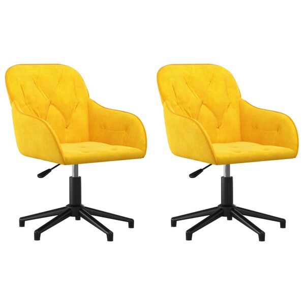 vidaXL Sedie da Pranzo Girevoli 2 pz Gialle in Velluto