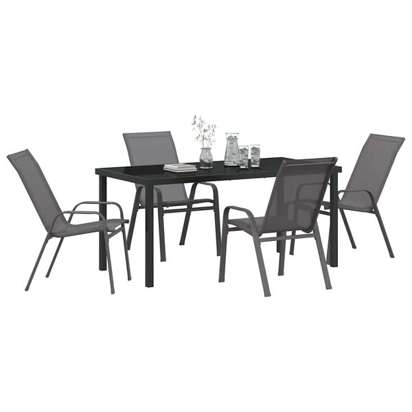 vidaXL Set da Pranzo per Giardino 5 pcs Grigio Textilene e acciaio