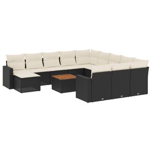 vidaXL Set Divani da Giardino 13pz con Cuscini Nero in Polyrattan
