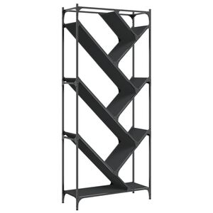 vidaXL Libreria Nera 79x30x180 cm in Legno Multistrato e Metallo