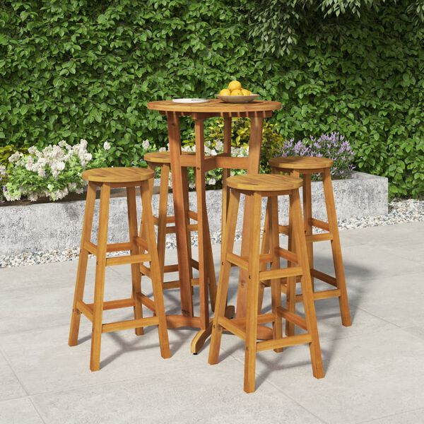 vidaXL Set da Bar da Giardino 5 pz in Legno Massello di Acacia