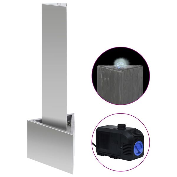 vidaXL Fontana da Giardino Argento 37,7x32,6x110 cm in Acciaio Inox