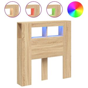 vidaXL Testiera LED Rovere Sonoma 100x18,5x103,5 cm Legno Multistrato
