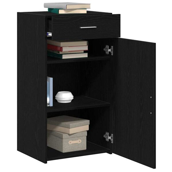 vidaXL Credenza con cassetto Rovere Nero 50 x 42,5 x 93 cm