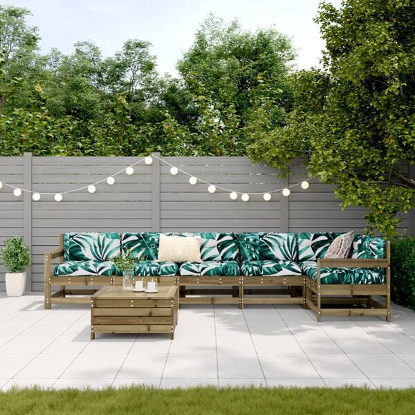 vidaXL Set Divani da Giardino 7 pz in Legno Impregnato di Pino