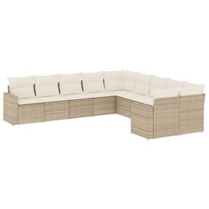 vidaXL Set Divano da Giardino 10 pz con Cuscini Beige in Polyrattan