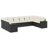 vidaXL Set Divani da Giardino 10pz con Cuscini in Polyrattan Nero