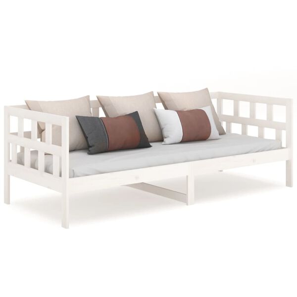 vidaXL Dormeuse Bianca in Legno Massello di Pino 90x190 cm