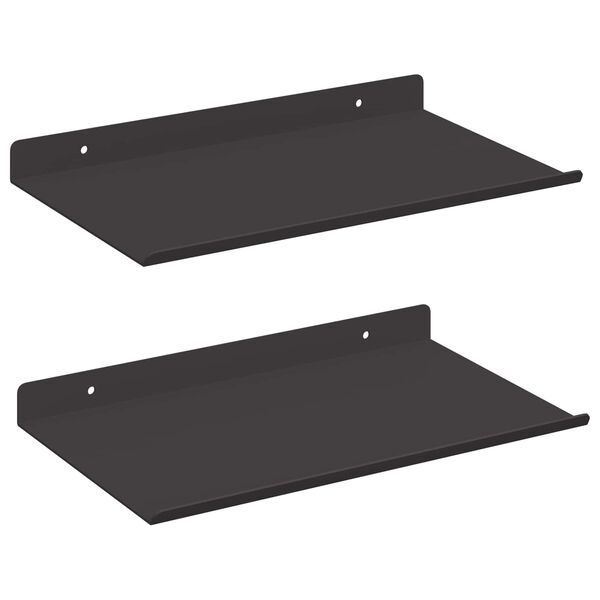 vidaXL Mensola sospesa 2 pcs Nero 30 x 17,5 x 2,5 cm Acciaio