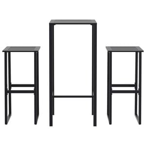 vidaXL Set Bar da Giardino 3pz Nero in Acciaio Verniciato a Polvere