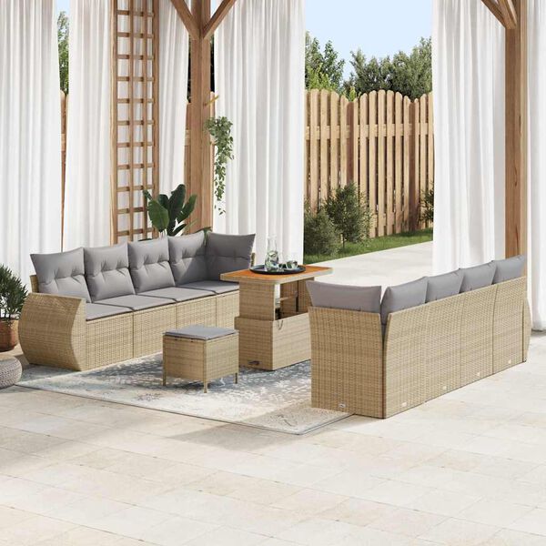 vidaXL Set Divano da Giardino 11 pcs Beige polyrattan