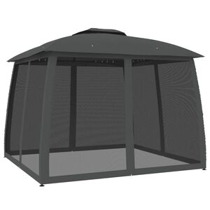 vidaXL Gazebo Tetto Doppio e Pareti Rete Antracite 2,93x2,93 m Acciaio