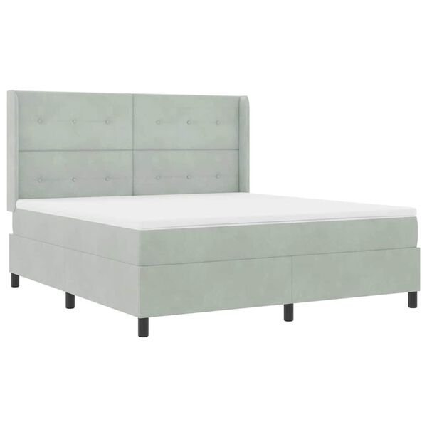 vidaXL Letto a molle con materasso Grigio chiaro 180 x 200 cm Velluto