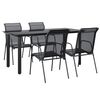 vidaXL Set da Pranzo da Giardino 5 pz Nero in Acciaio e Textilene