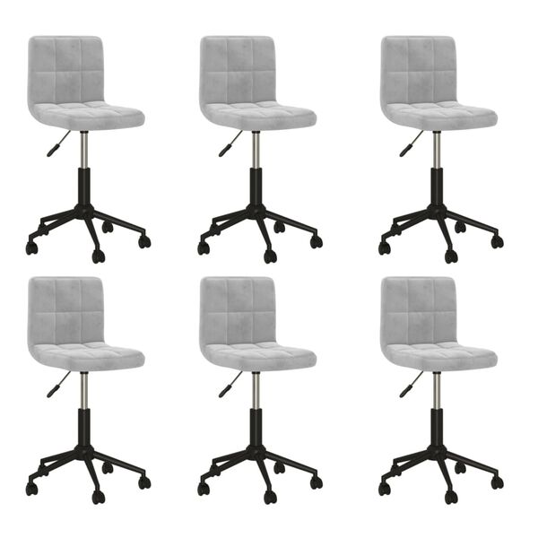 vidaXL Sedie da Pranzo Girevoli 6 pz Grigio Chiaro in Velluto
