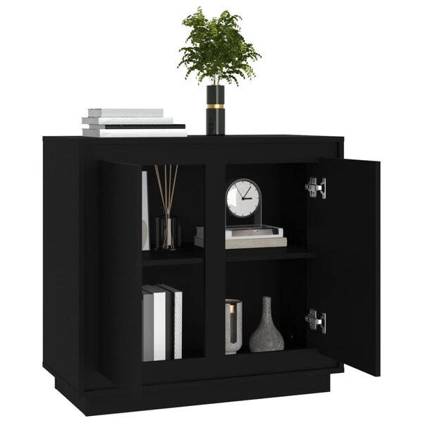 vidaXL Credenza Nera 80x34x75 cm in Legno Multistrato