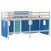 vidaXL Letto a Soppalco Bambini con Tende Blu 90x190 cm Massello Pino