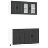 vidaXL Set Mobili da Cucina 4 pz Porto Neri Legno Multistrato