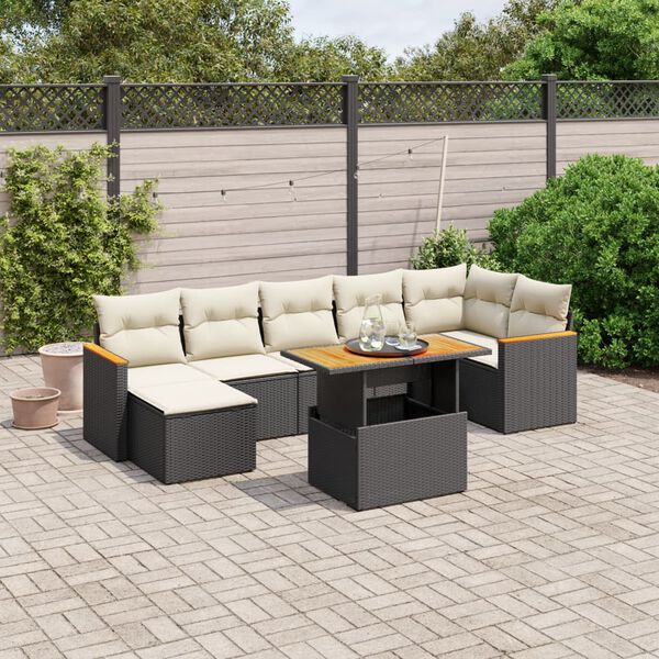 vidaXL Set Divani da Giardino con Cuscini 8 pz Nero in Polyrattan