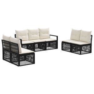 vidaXL Set Divano da Giardino 7 pz Nero polyrattan
