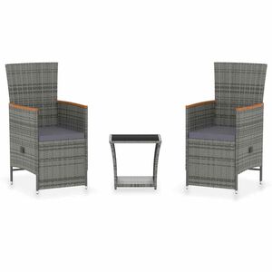 vidaXL Set Divani da Giardino 3 pz con Cuscini in Polyrattan Grigio