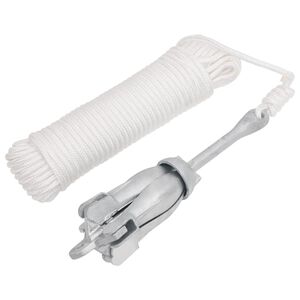 vidaXL Ancora Pieghevole con Corda Argento 2,5 kg in Ferro Malleabile