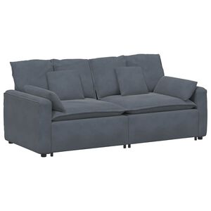 vidaXL Divano Modulare con Cuscini Grigio Scuro