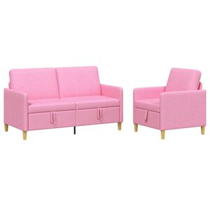 vidaXL Set di Divani con Storage 2 pz Rosa Poliestere