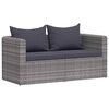 vidaXL Divano Angolare da Giardino 2 pz Grigio in Polyrattan