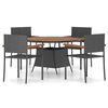 vidaXL Set da Pranzo da Giardino in Polyrattan Nero