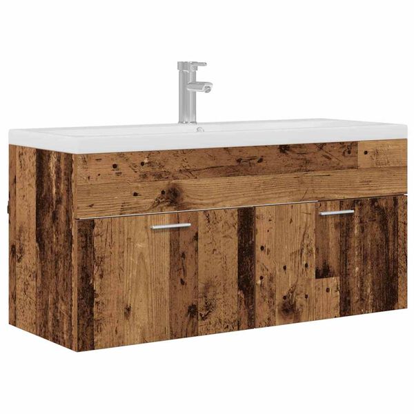 vidaXL Mobile da Bagno con porta Legno vecchio 100 x 38,5 x 46 cm