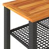 vidaXL Tavolo da Giardino Nero 70x38x42cm in Polyrattan e Legno Acacia