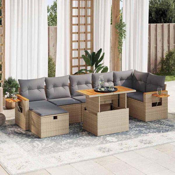 vidaXL Set Divano da Giardino 5 pz con Cuscini Beige in Polyrattan