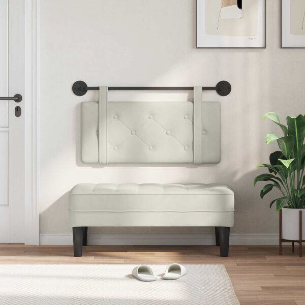 vidaXL Testata appesa Montaggio a parete Crema 100 x 55 x 5 cm Velluto