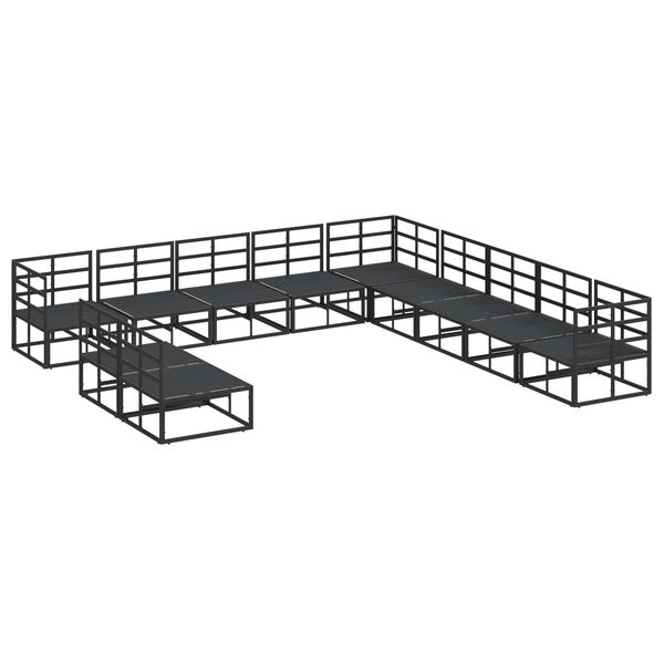 vidaXL Set Divano da Giardino con cuscino 11 pcs Nero Alluminio