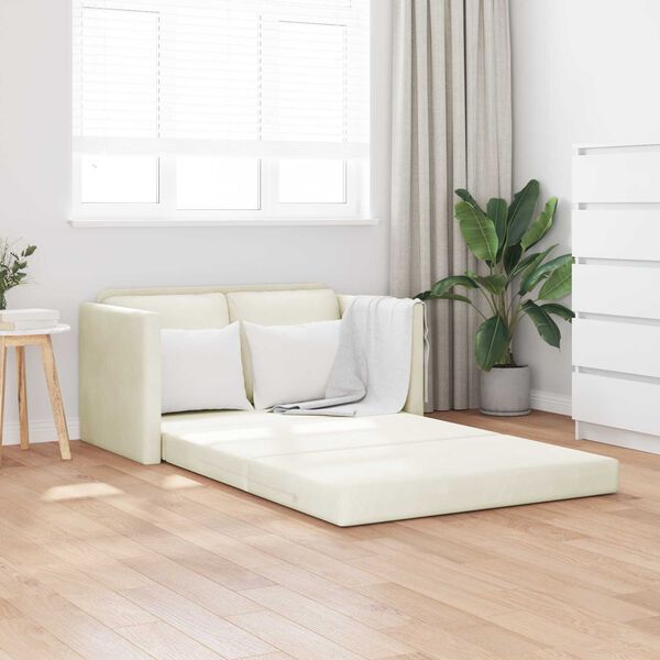 vidaXL Divano letto 122cm Crema Velluto