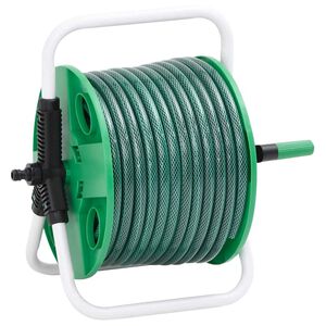 vidaXL Avvolgitubo Autonomo Verde con Set Raccordi Tubo 0,5" 30 m PVC