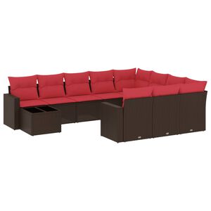 vidaXL Set Divani da Giardino 11 pz con Cuscini Marrone in Polyrattan